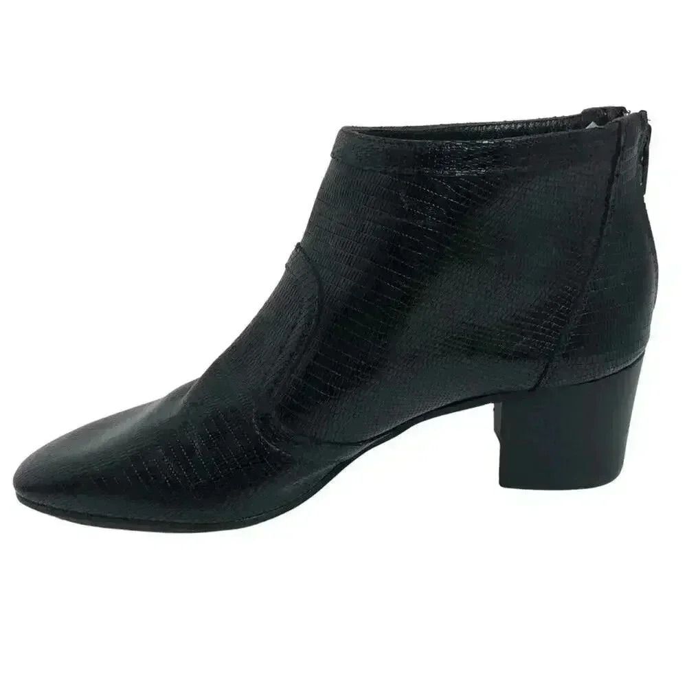 Doucal's Vintage Crocodile Print Leather Luxury Designer Black Booties Pointed - Picture 5 of 13